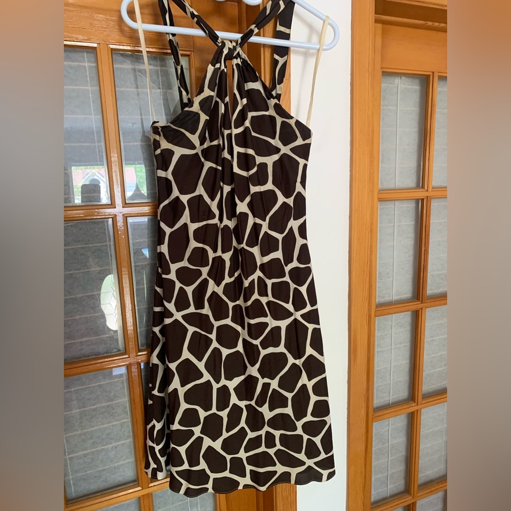 Banana Republic Brown and Cream Giraffe Print Dress